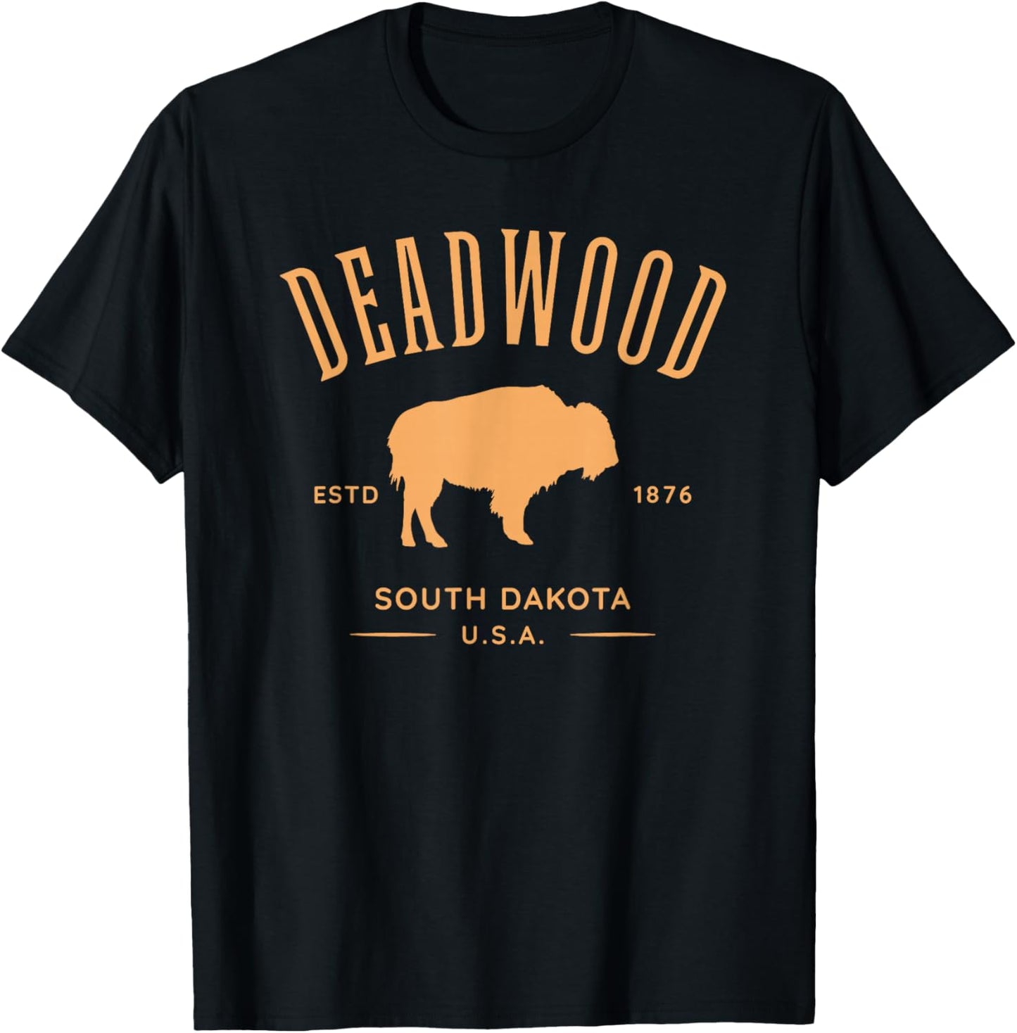 Deadwood South Dakota USA Bison Design Souvenir T-Shirt - T-Shirt | Black