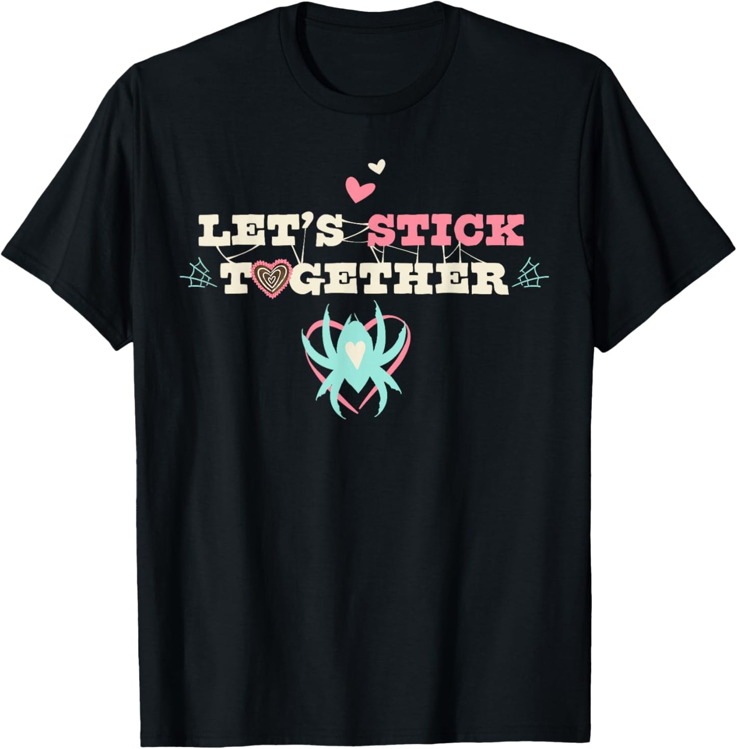 Marvel Ghost-Spider Let's Stick Together Valentine's Day T-Shirt - T-Shirt | Black