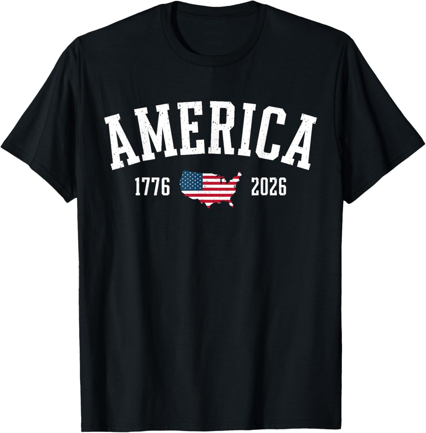 4th of July American Flag Vintage 250 Years 1776 2026 USA T-Shirt - T-Shirt | Black