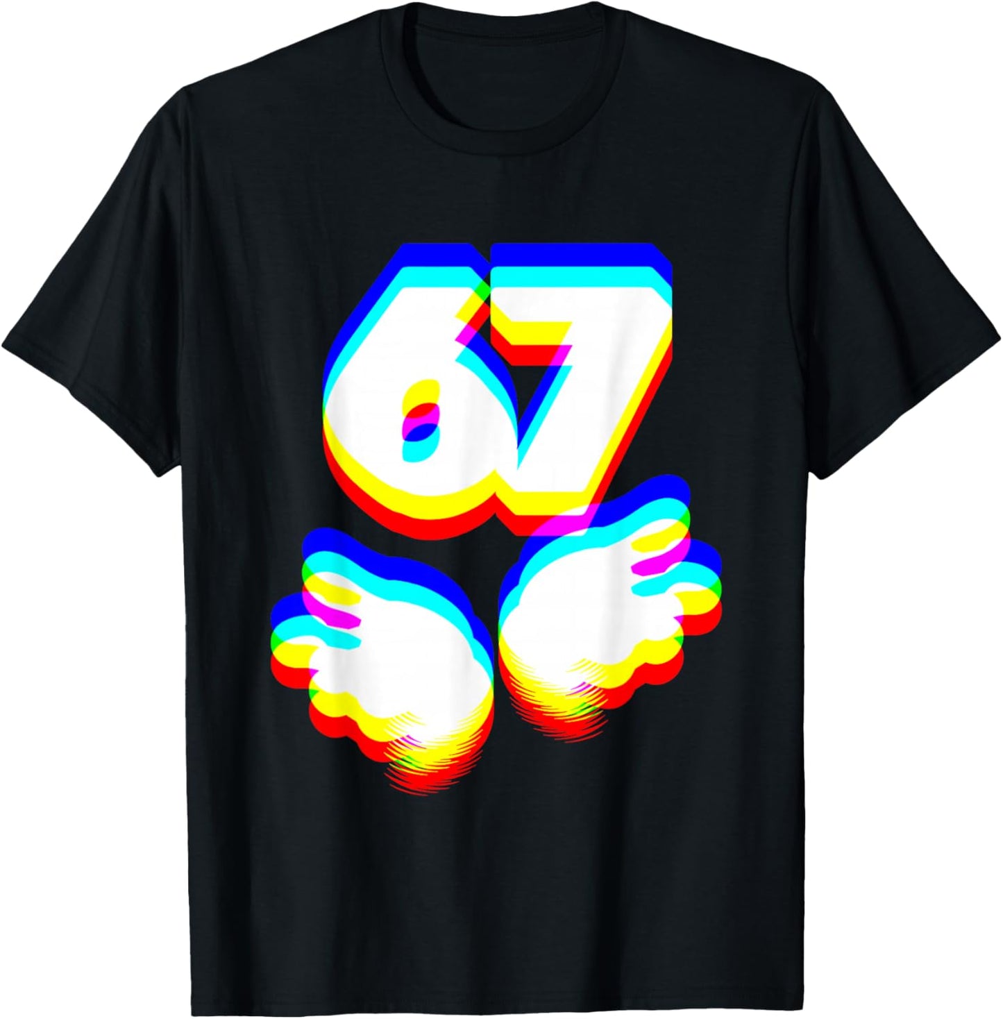 Funny 6 7 Meme Gen Alpha Slang Six Seven EDM Color T-Shirt - T-Shirt | Black