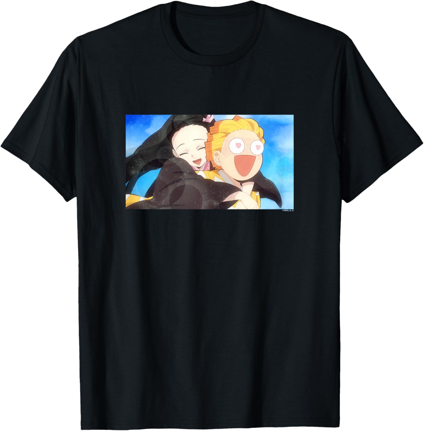 Demon Slayer: Kimetsu no Yaiba Nezuko and Zenitsu Anime Love T-Shirt - T-Shirt | Black