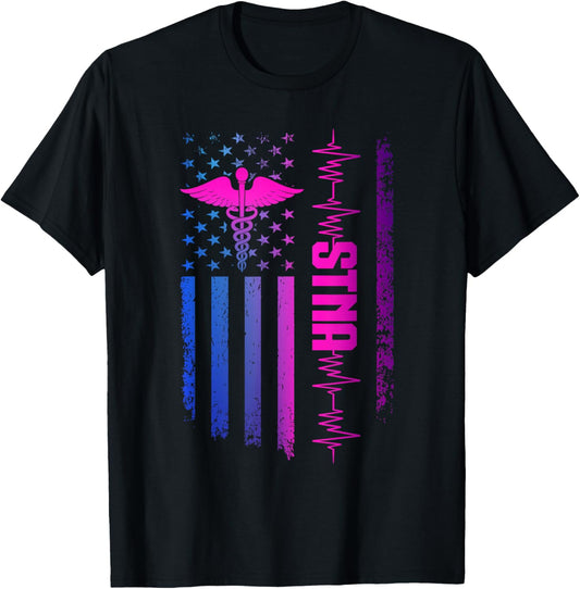 STNA Healthcare Worker RN State Tested Nursing Assistant T-Shirt - T-Shirt | Black