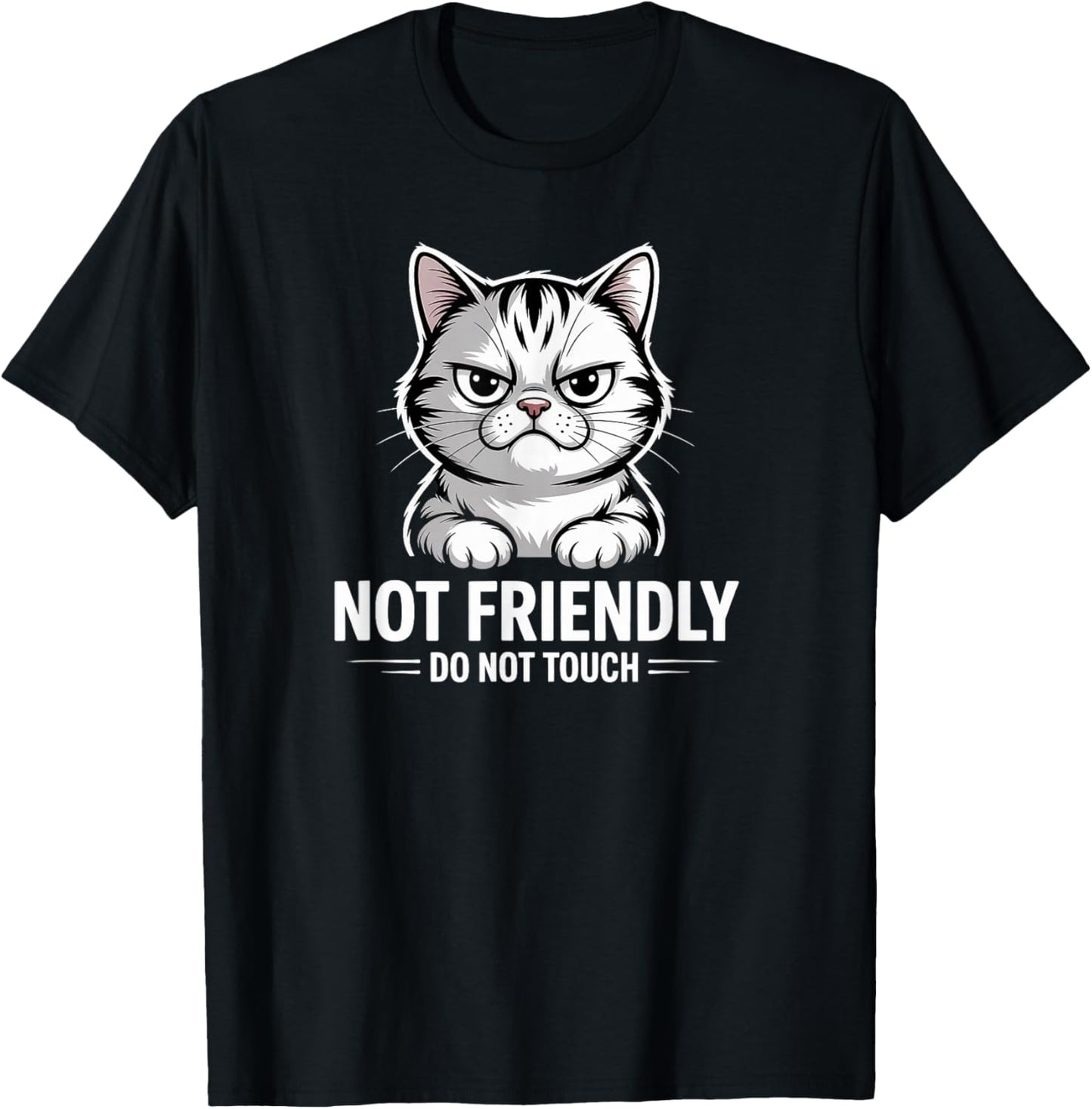 Sarcastic Cat Not Friendly, Do Not Touch Funny Cat Lover's T-Shirt - T-Shirt | Black