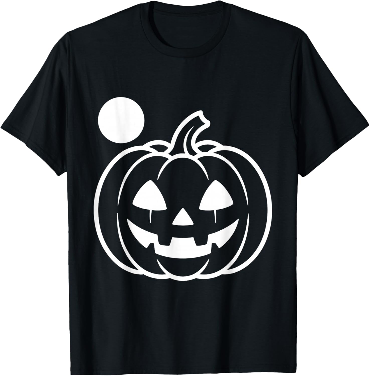 Spooky Jack O Lantern Pumpkin Face Halloween Moon Art T-Shirt - T-Shirt | Black