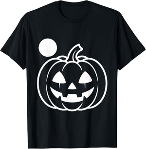 Spooky Jack O Lantern Pumpkin Face Halloween Moon Art T-Shirt - T-Shirt | Black