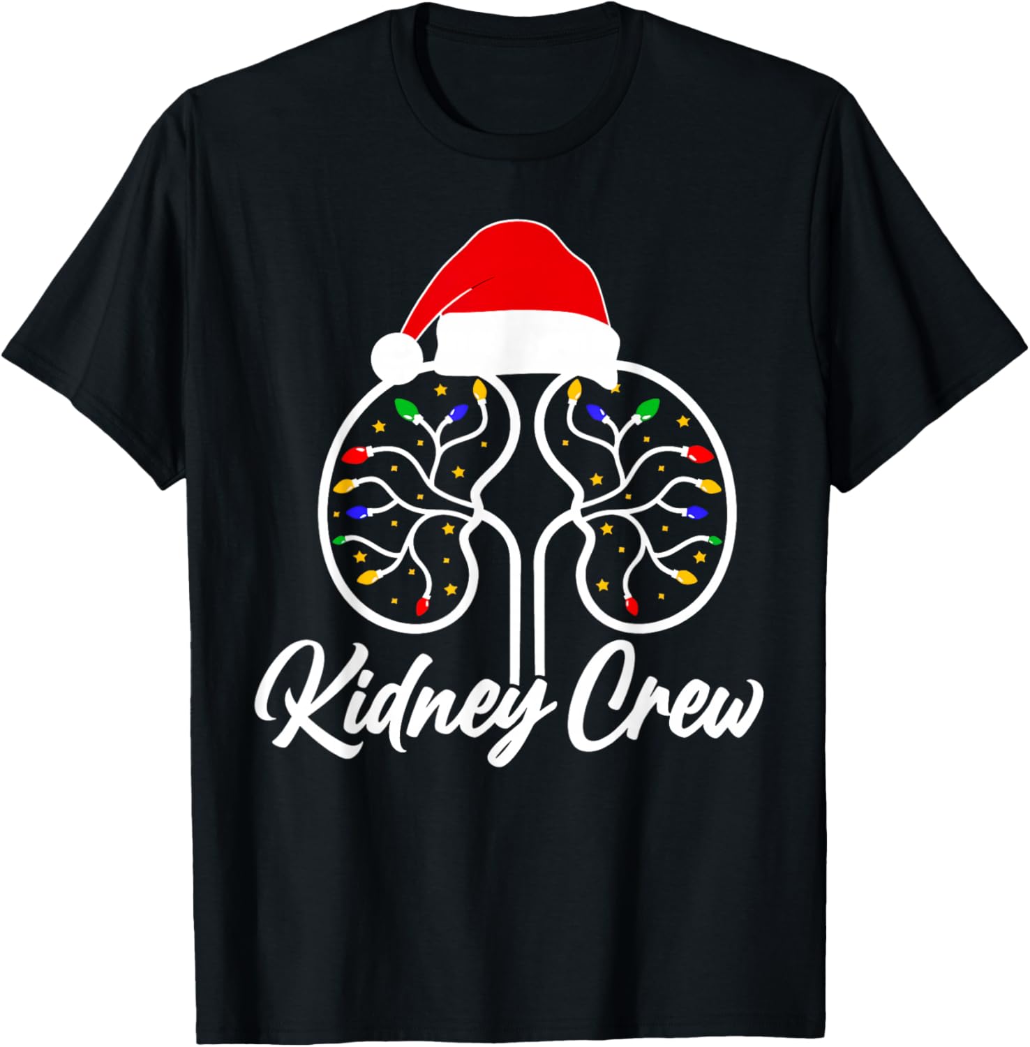 Christmas Lights Kidney Crew Dialysis Nurse Nephrology Squad T-Shirt - T-Shirt | Black