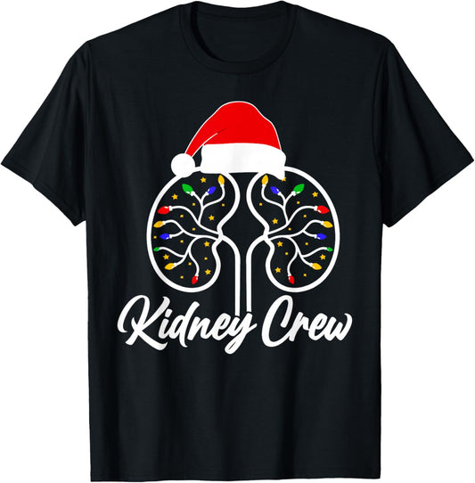 Christmas Lights Kidney Crew Dialysis Nurse Nephrology Squad T-Shirt - T-Shirt | Black