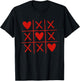 Valentines Hearts Tic Tac Toe Graphic T-Shirt - T-Shirt | Black