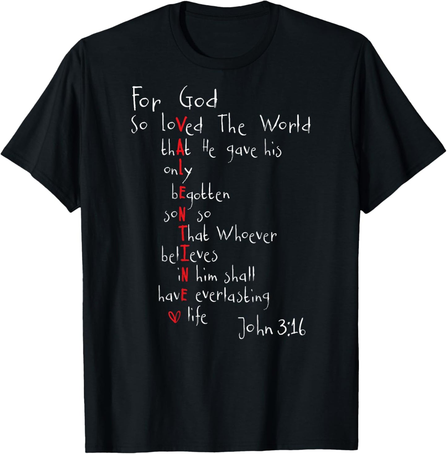 Christian Valentine Scripture Bible Love Verse (On Back) T-Shirt - T-Shirt | Black
