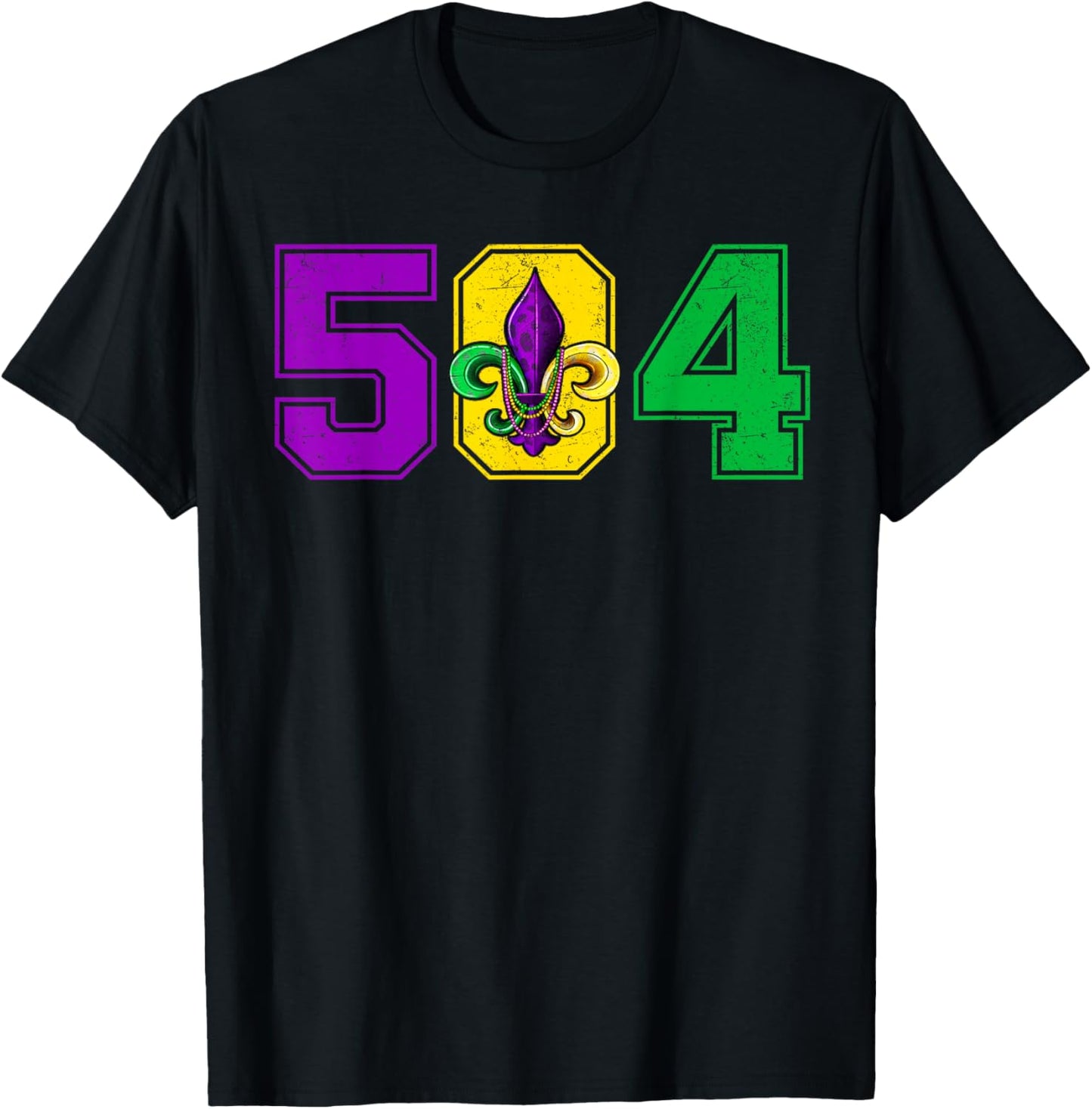 504 Fleur De Lis Mardi Gras Fat Tuesday New Orleans Parade T-Shirt - T-Shirt | Black