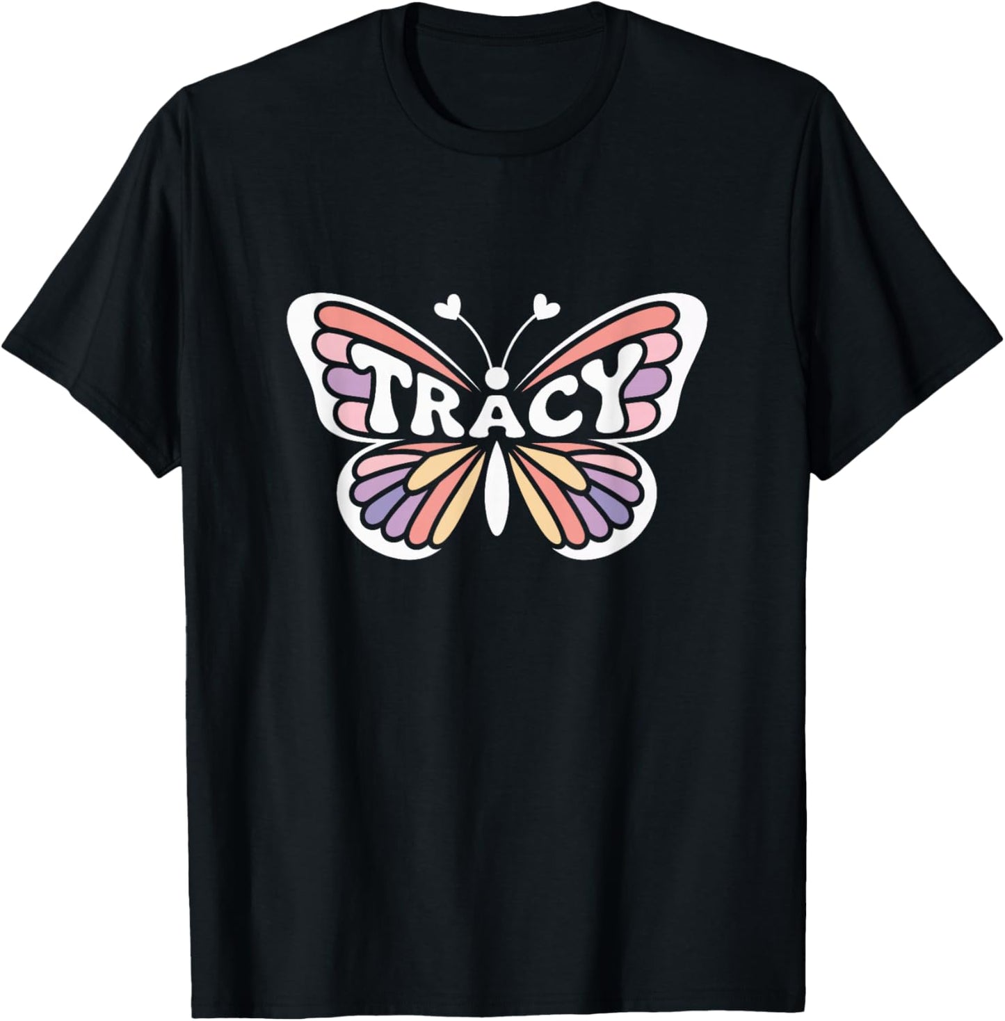 Tracy Butterfly - Personalized Cute Name Word Art T-Shirt - T-Shirt | Black
