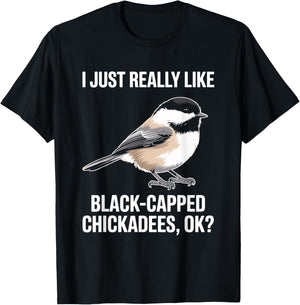 Black-Capped Chickadee Bird T-Shirt - T-Shirt | Black