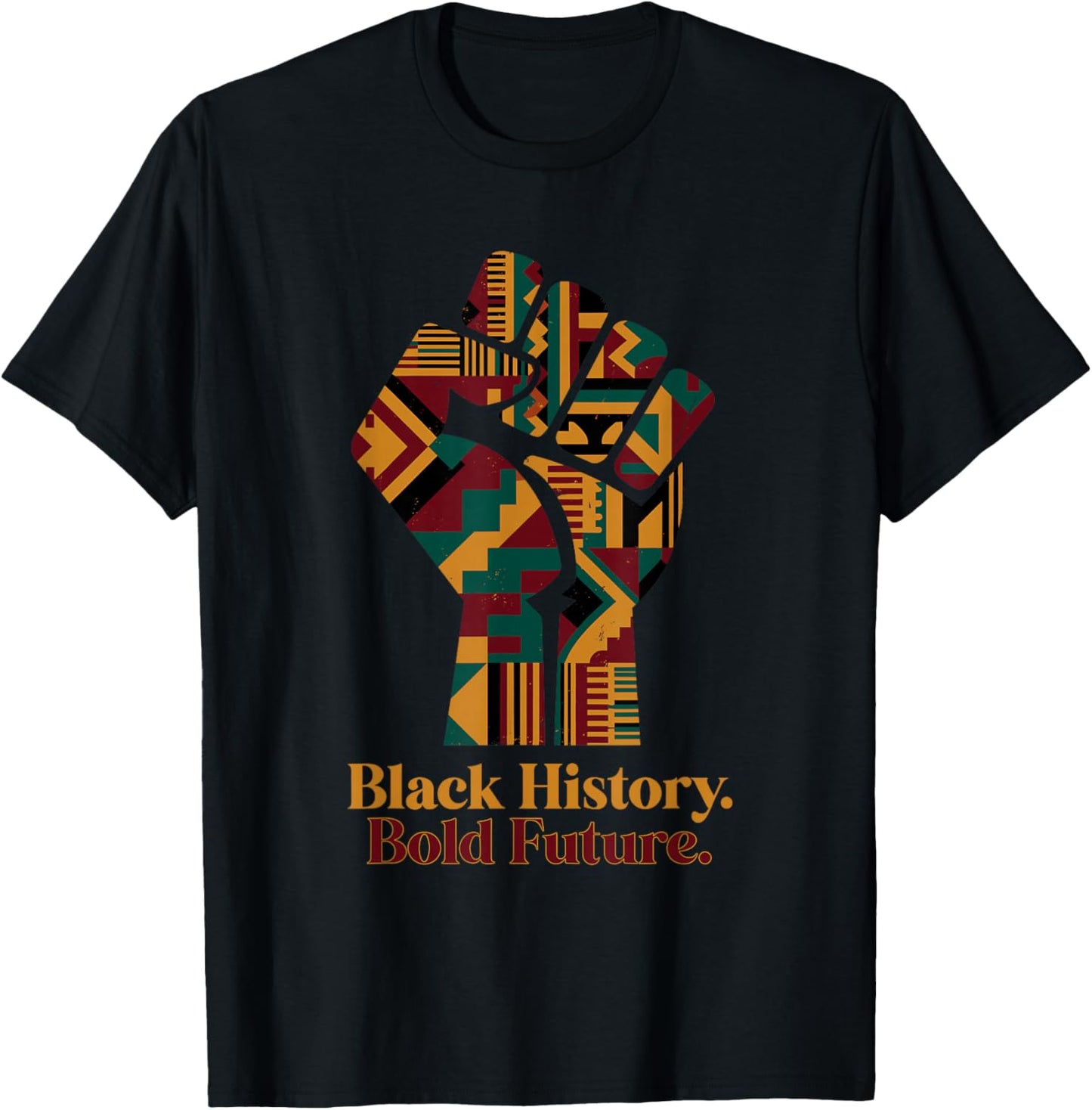 Black History Bold Future African Kente Pattern Heritage T-Shirt - T-Shirt | Black