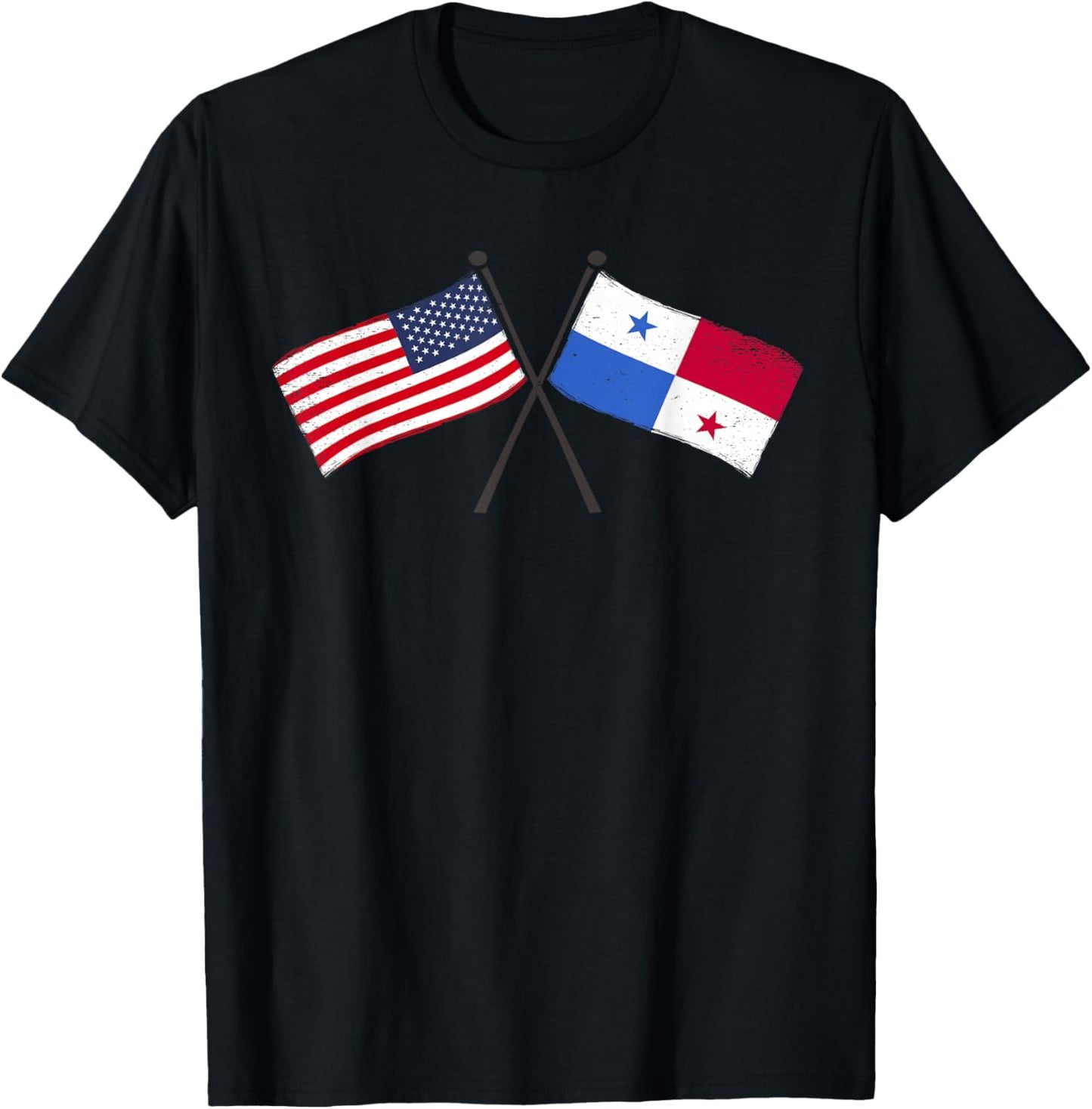 USA Panama Crossed Flags American Panamanian Friendship T-Shirt - T-Shirt | Black