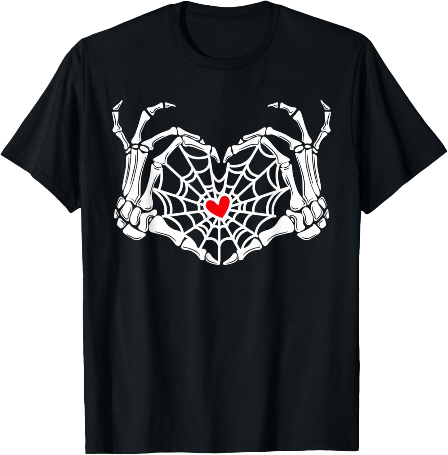 Retro Skeleton Hands Heart Sign Halloween Costume Women Girl T-Shirt - T-Shirt | Black