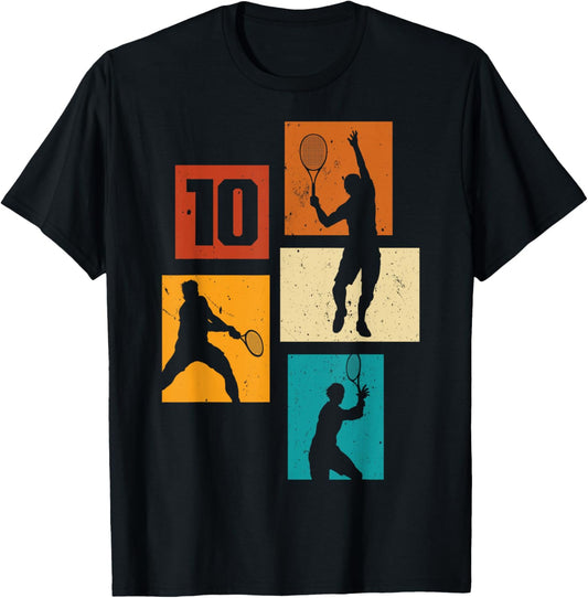 10th Birthday Boys Tennis Player Tennis 10 Years Old T-Shirt - T-Shirt | Black