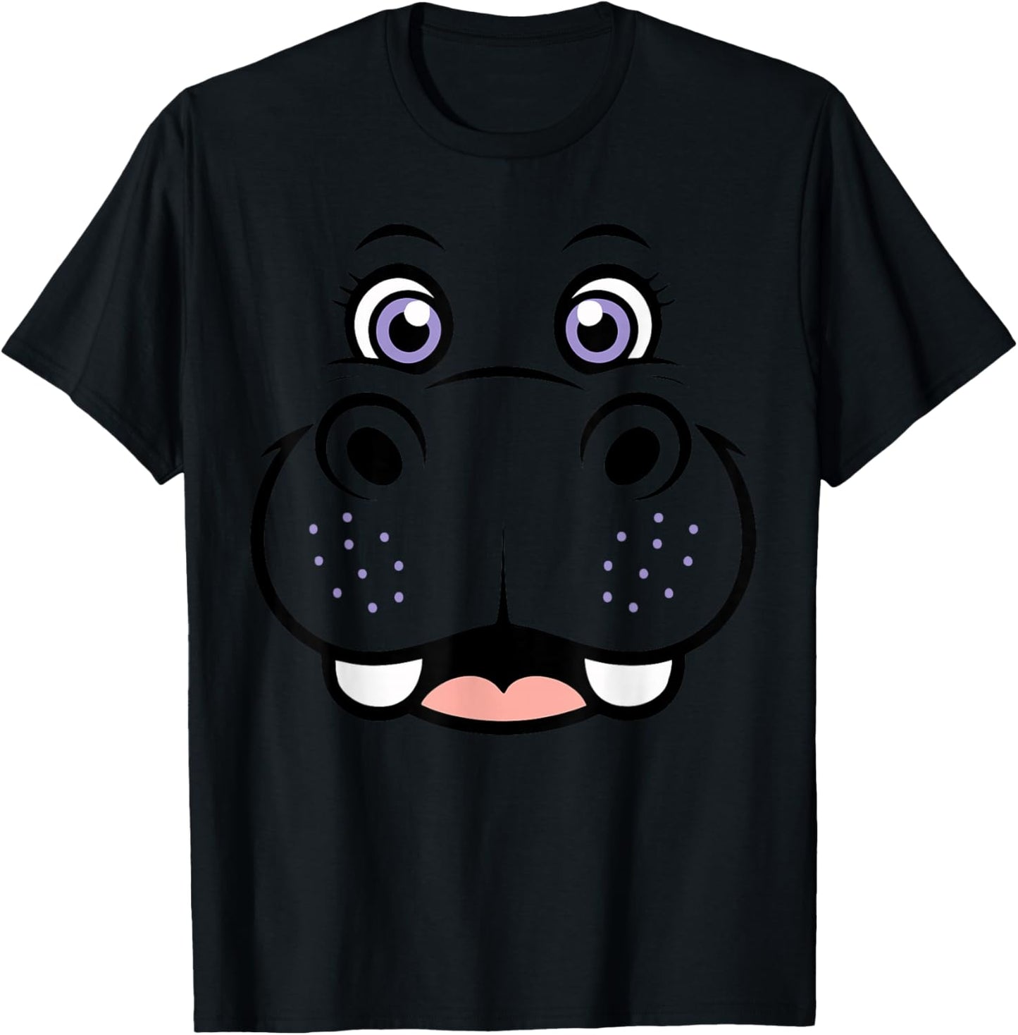 Hippo Shirt Adult Kids Men Women Hippopotamus Face Costume T-Shirt - T-Shirt | Black