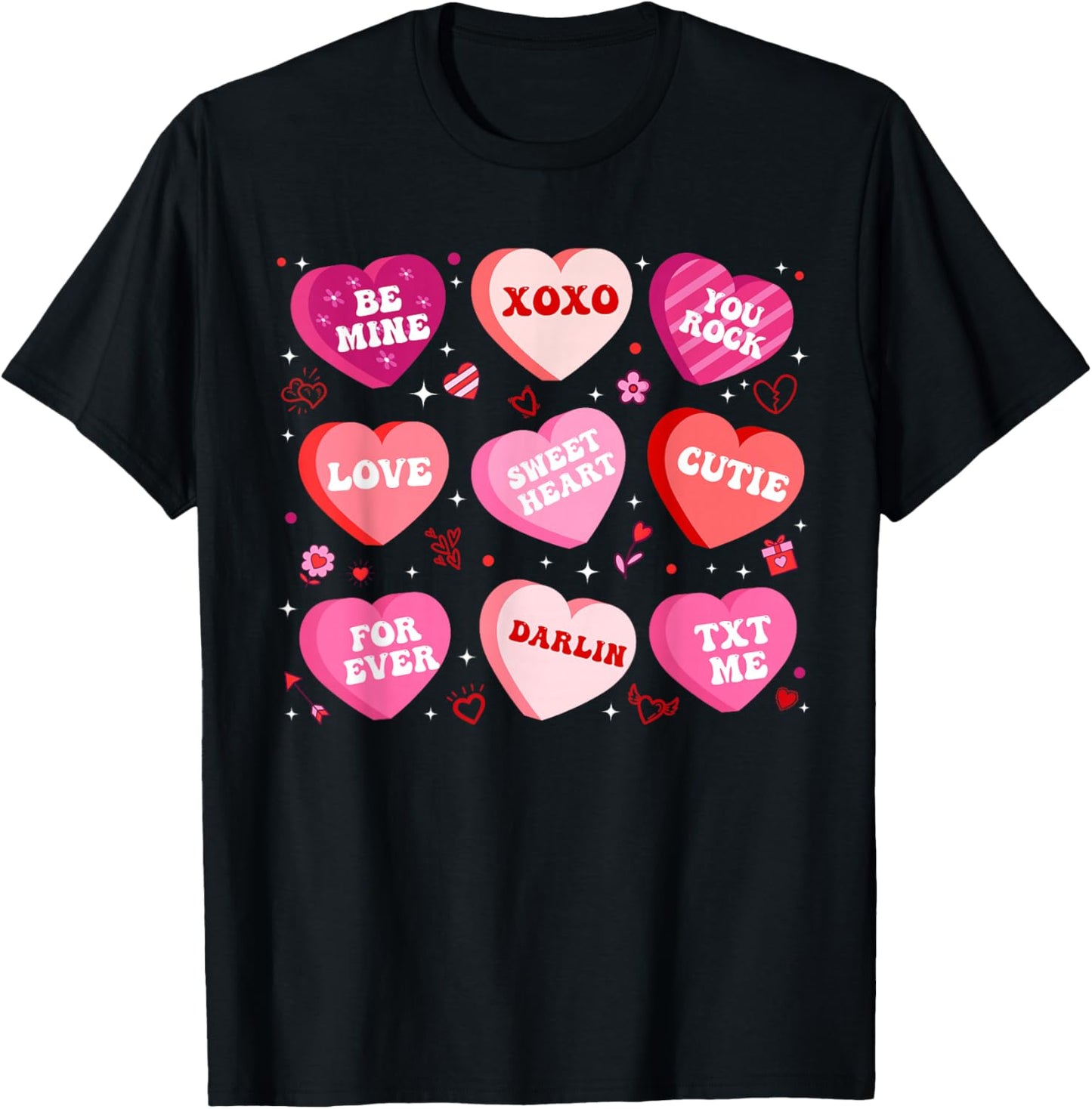Sweet Heart Love Be Mine XOXO Valentines Day Women Candy T-Shirt - T-Shirt | Black