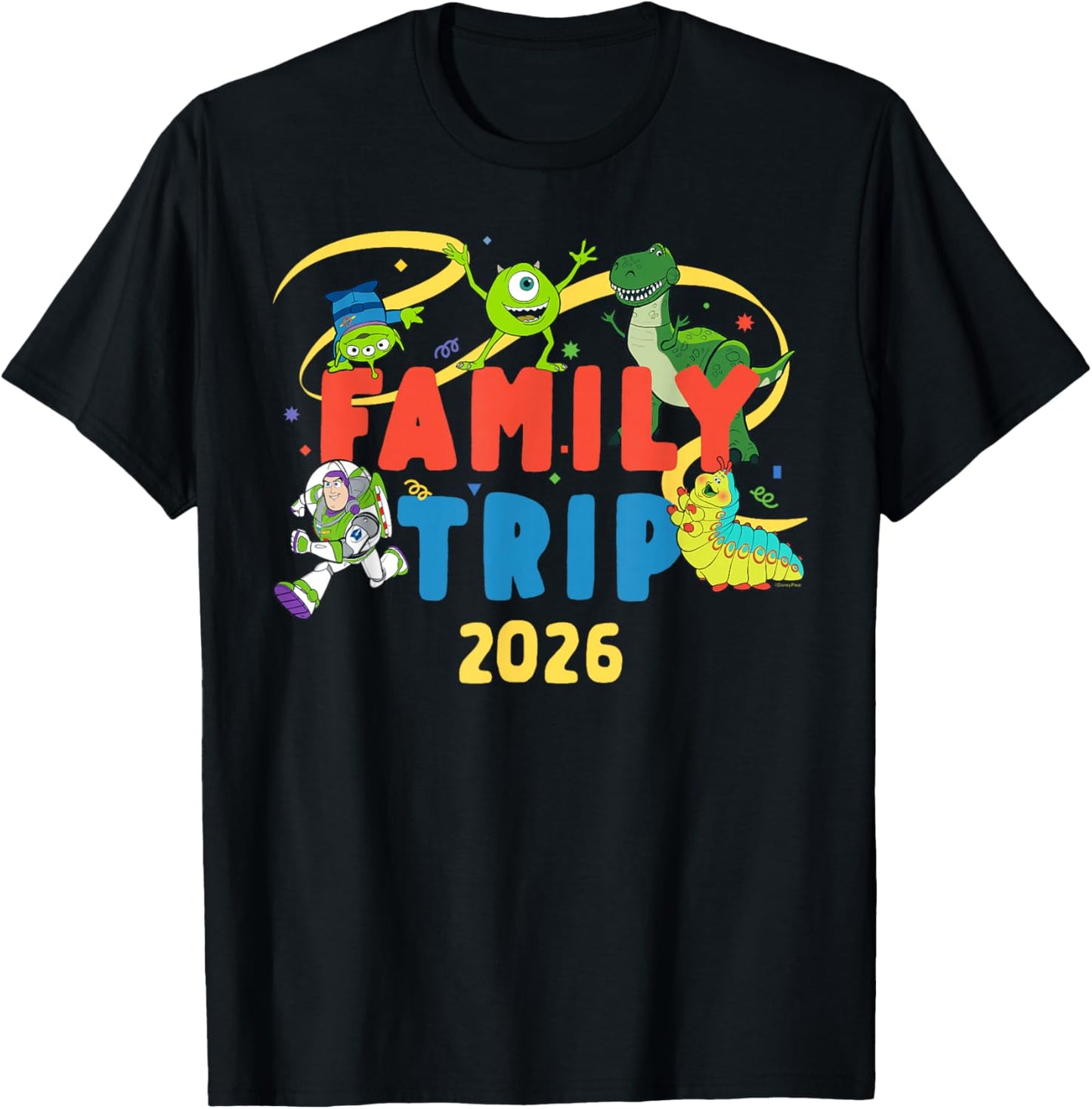 Disney and Pixar Characters Vacation Party Family Trip 2026 T-Shirt - T-Shirt | Black