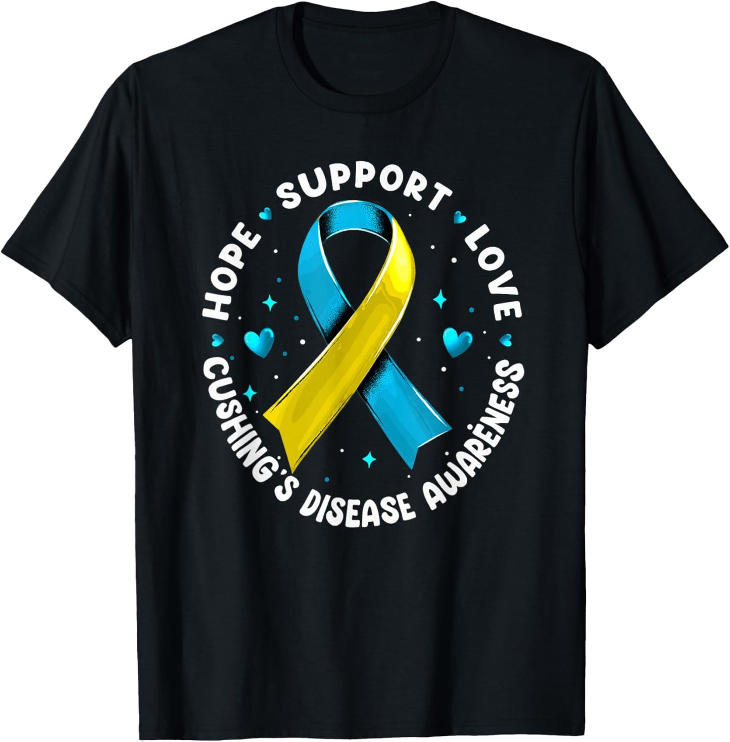 Hope Support Love Cushing's Disease Awareness T-Shirt - T-Shirt | Black