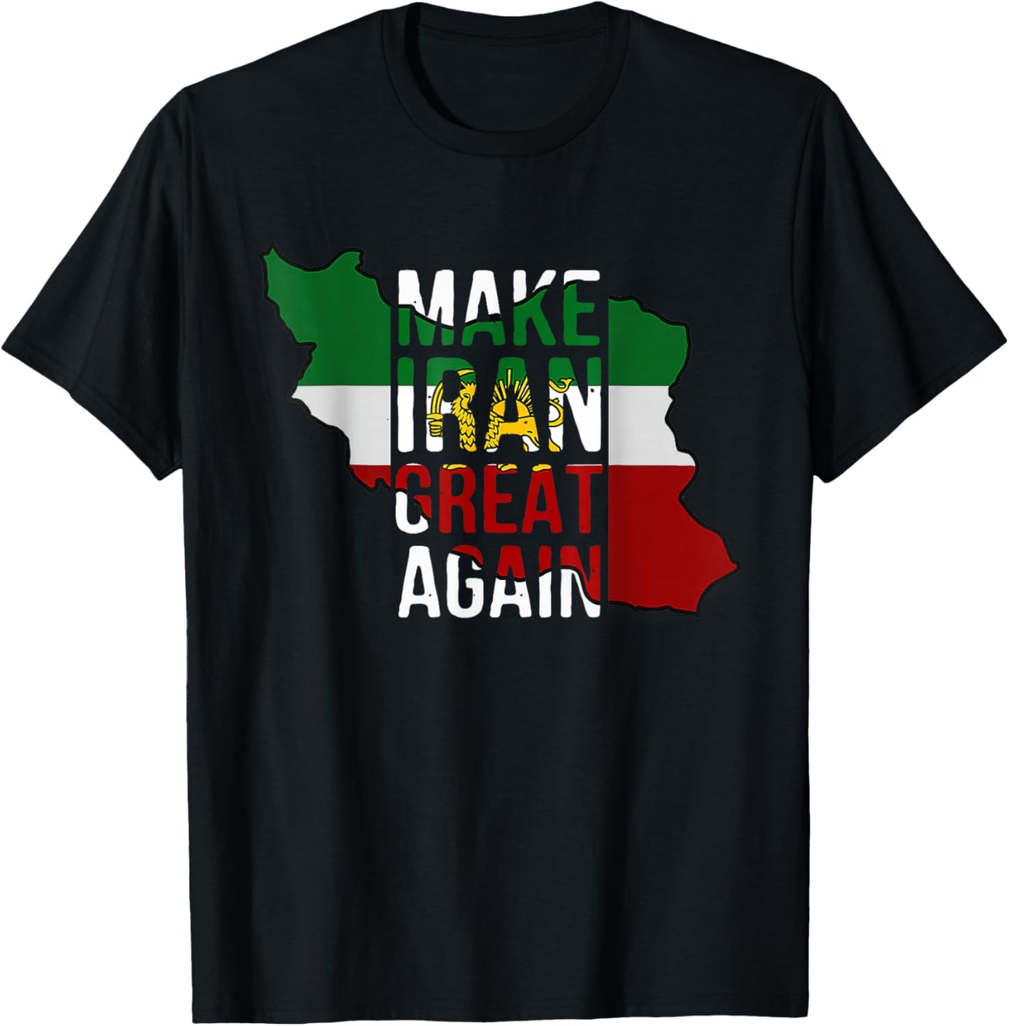 Iranian Shirt Make Iran Great Again Emblem of Iran MIGA T-Shirt - T-Shirt | Black
