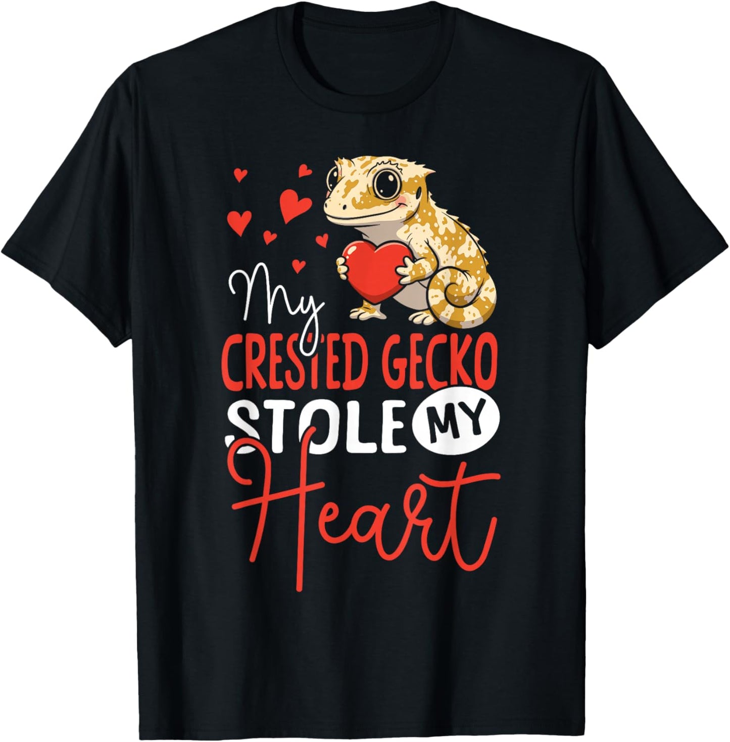 Crested Gecko Valentines Day My Crested Gecko Stole My Heart T-Shirt - T-Shirt | Black