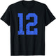 Distressed Royal Blue Number 12 Jersey Player Uniform #12 T-Shirt - T-Shirt | Black
