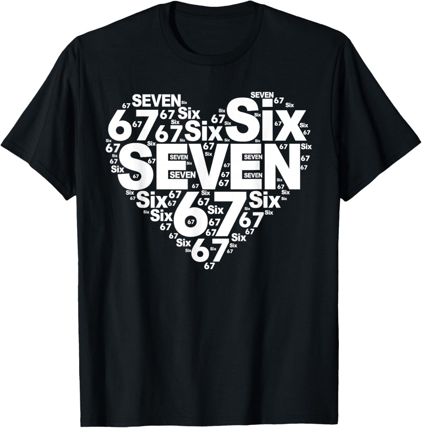 Funny 67 Meme Six Seven Heart Matching Couples Valentines T-Shirt - T-Shirt | Black