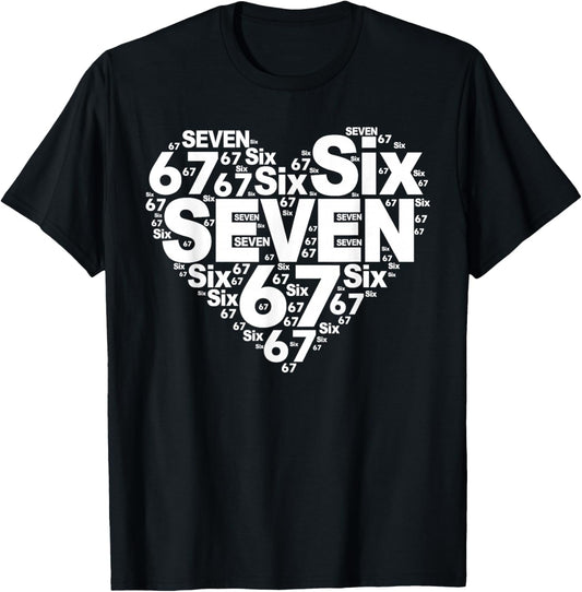 Funny 67 Meme Six Seven Heart Matching Couples Valentines T-Shirt - T-Shirt | Black