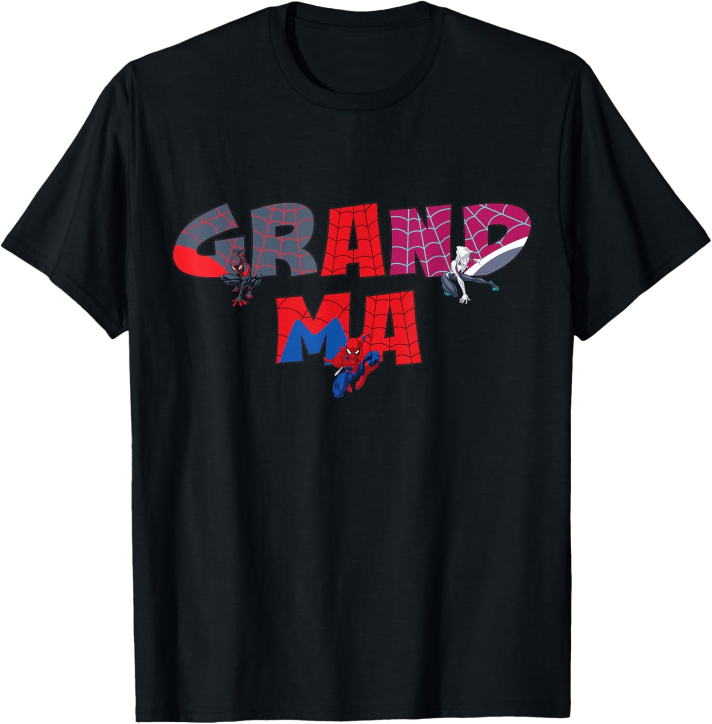 Marvel Spider-Man Trio Grandma Family Trip Vacation Matching T-Shirt - T-Shirt | Black