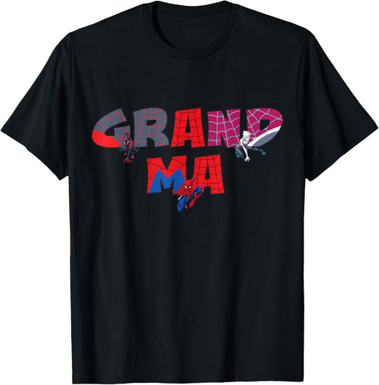 Marvel Spider-Man Trio Grandma Family Trip Vacation Matching T-Shirt - T-Shirt | Black