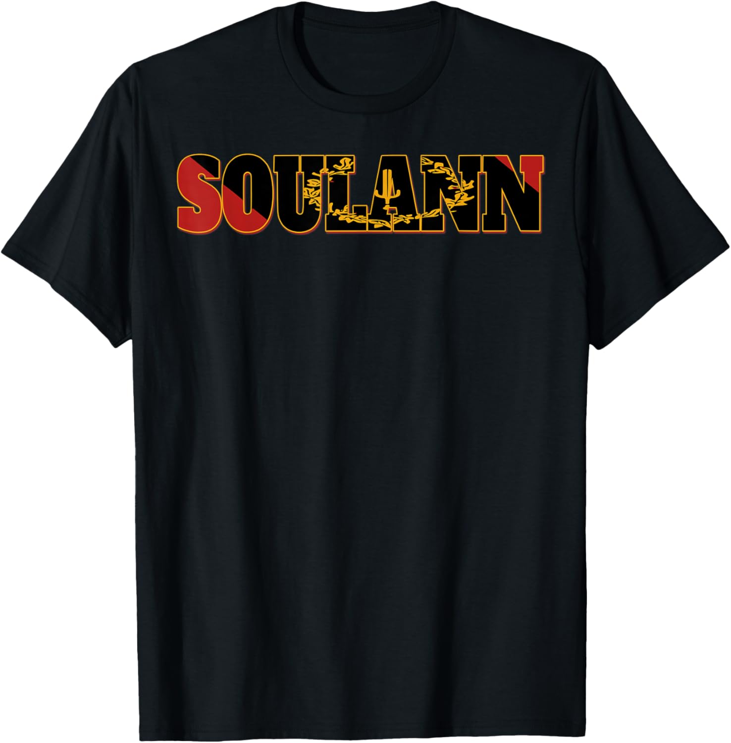 SOULANN Flag Emblem Power Soul Black American Heritage Art T-Shirt - T-Shirt | Black
