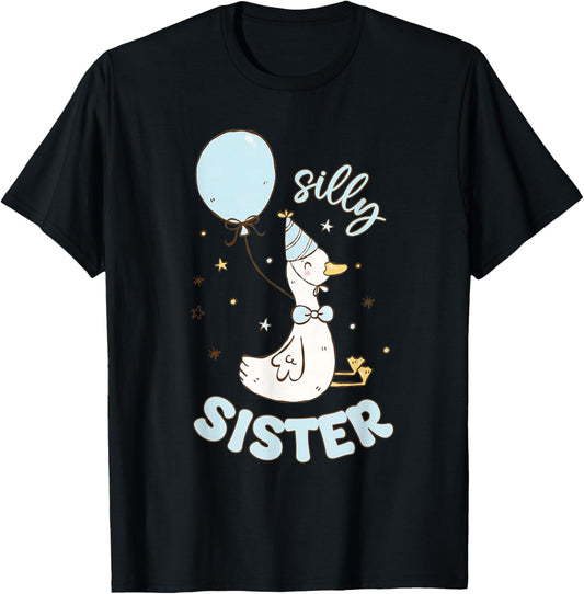 Silly Sister Silly Goose 1st Birthday Boy Family Matching T-Shirt - T-Shirt | Black