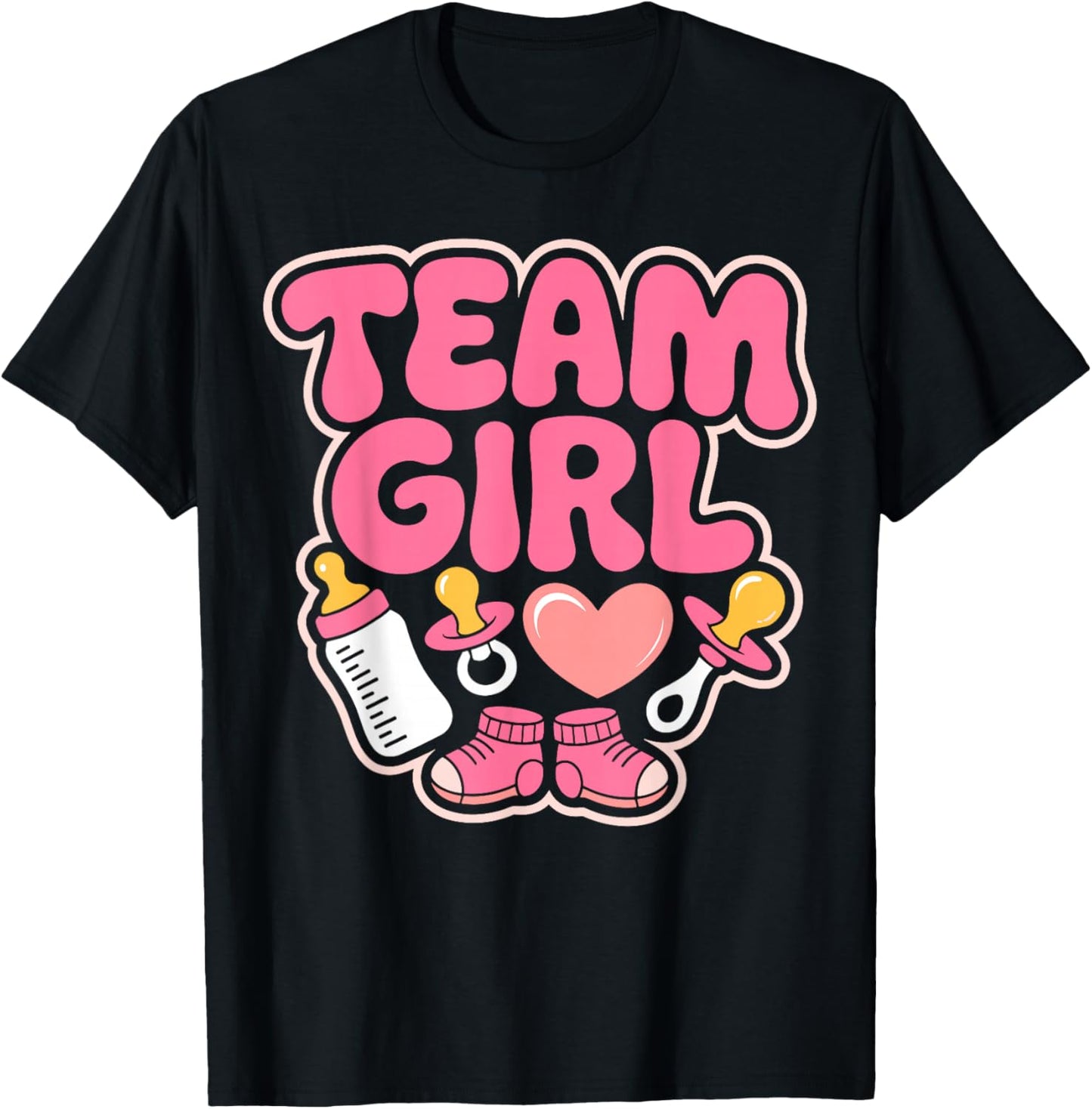 Gender Reveal Party Team Girl Announcement T-Shirt - T-Shirt | Black