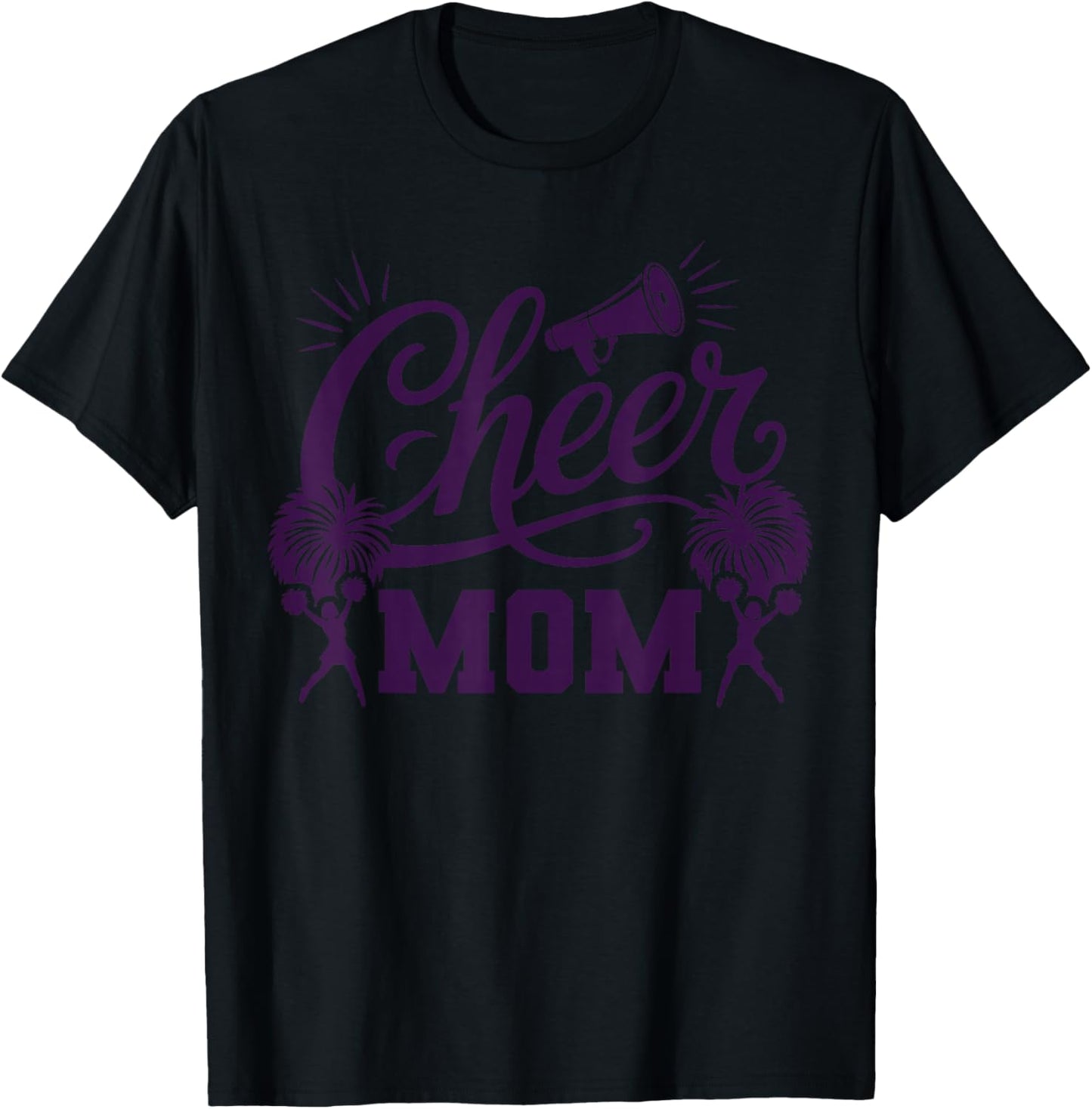 Purple Cheer Mom Women Vintage Cheerleader T-Shirt - T-Shirt | Black