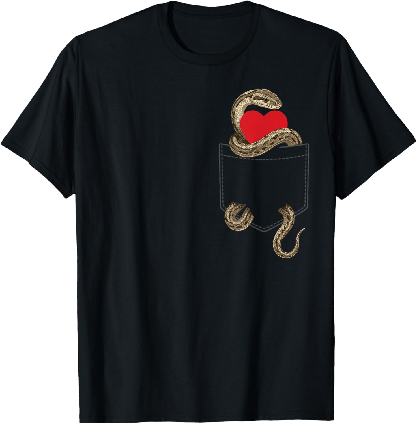 Snake in Pocket Reptile Animal Design Valentines T-Shirt - T-Shirt | Black