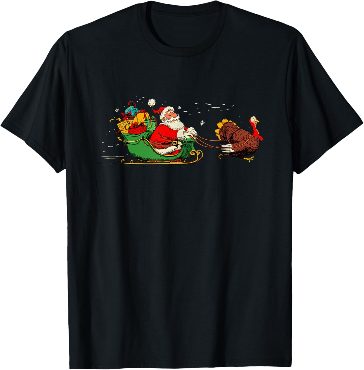 Funny Santa Claus with Thanksgiving Turkey Costume T-Shirt - T-Shirt | Black