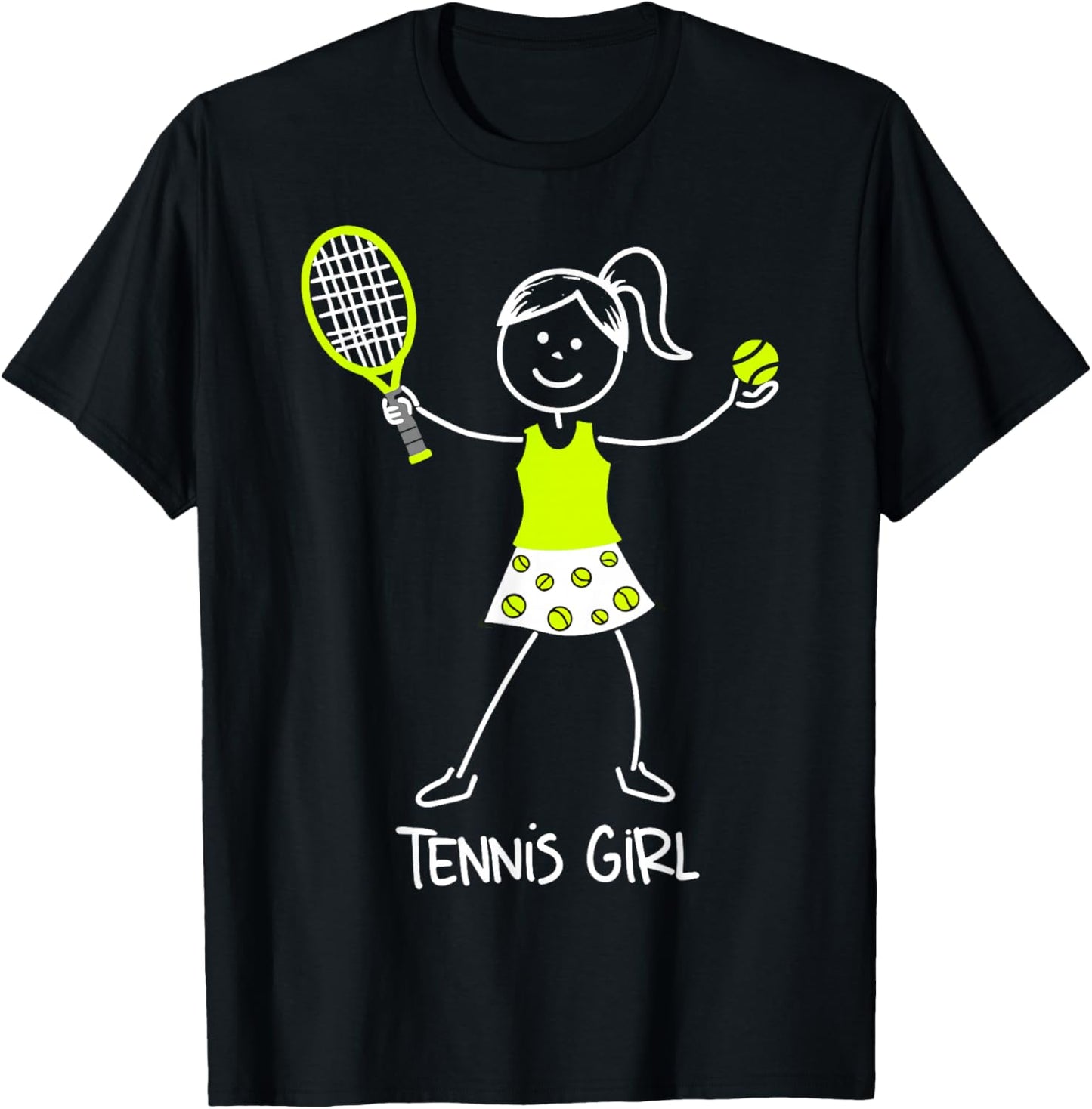 Tennis Girl Funny Tennis Kids Player T-Shirt - T-Shirt | Black