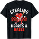 Boys Baseball Valentines Day Stealing Hearts Valentine Kids T-Shirt - T-Shirt | Black