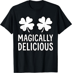 St.Patrick's Day Shamrock Boobs Magically Delicious Irish T-Shirt - T-Shirt | Black