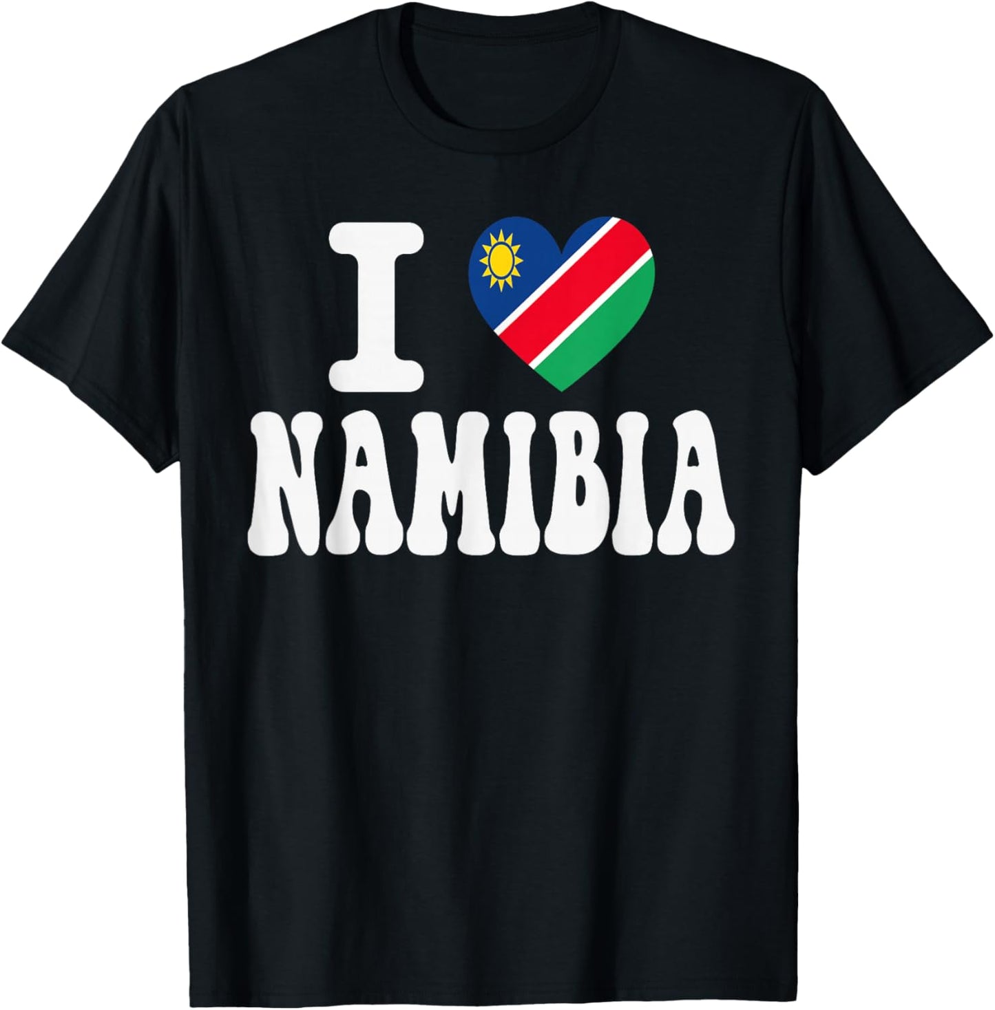 I Love Namibia Heart Flag Retro Travel Souvenir T-Shirt - T-Shirt | Black