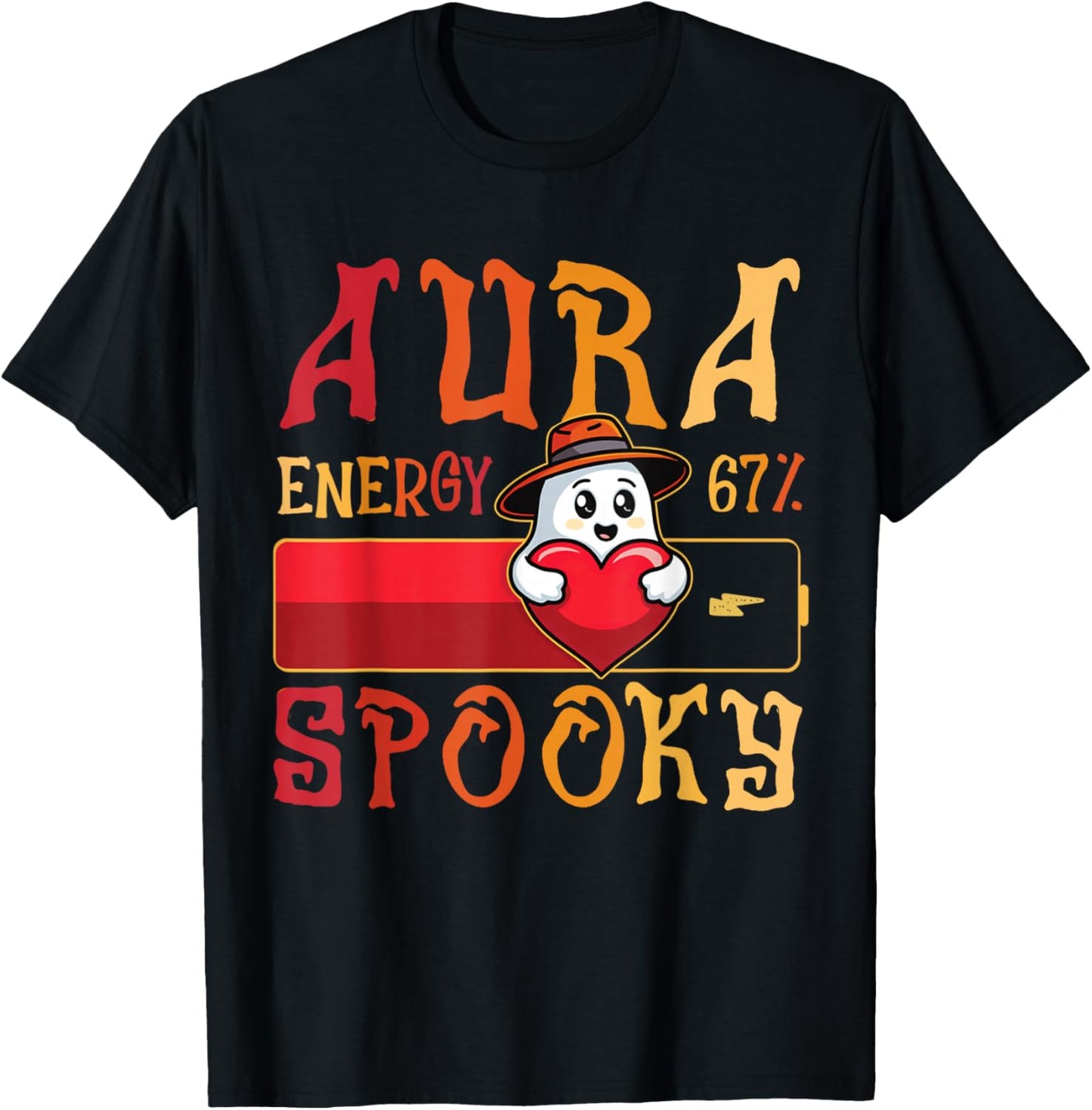 Aura Energy 67 Spooky Ghost Halloween 6 7 Meme Rizzler Sigma T-Shirt - T-Shirt | Black