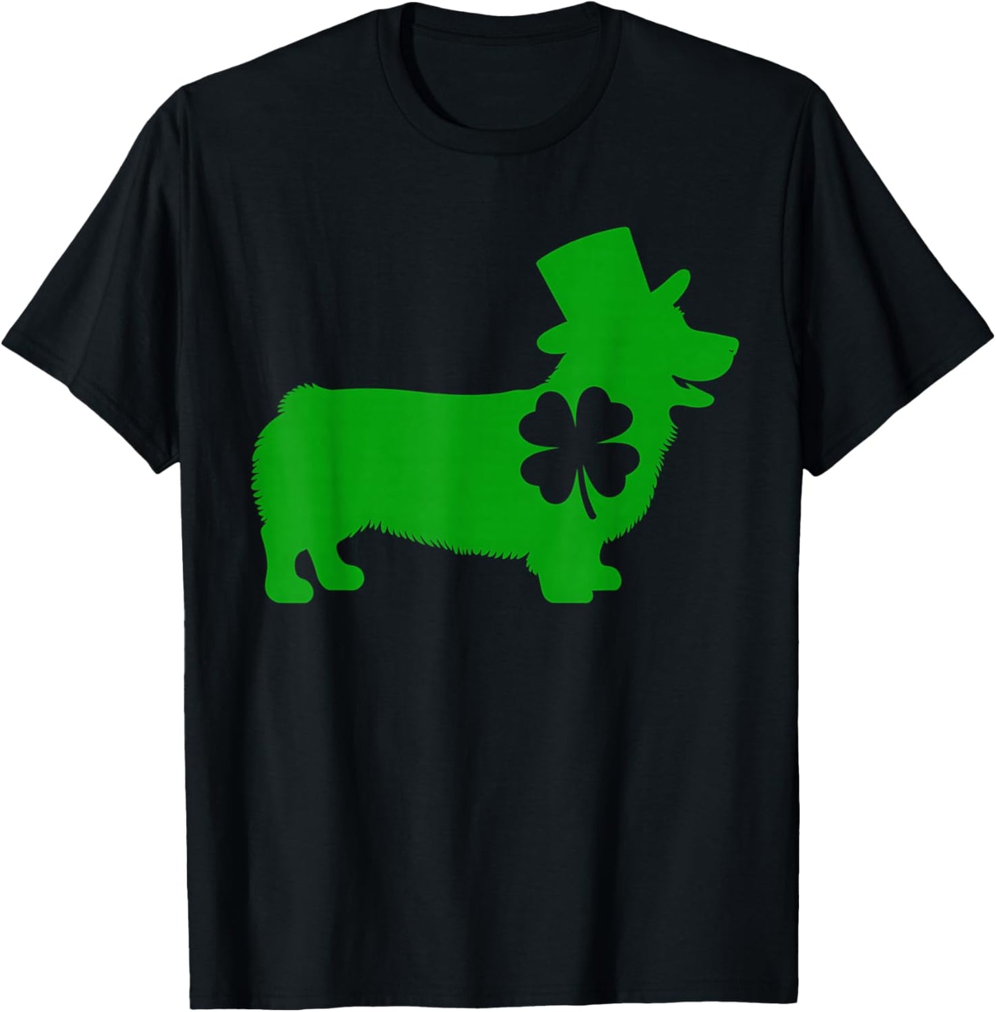 Cute Corgi Dog Shamrock St Patrick's Day Design Ideas Fun T-Shirt - T-Shirt | Black