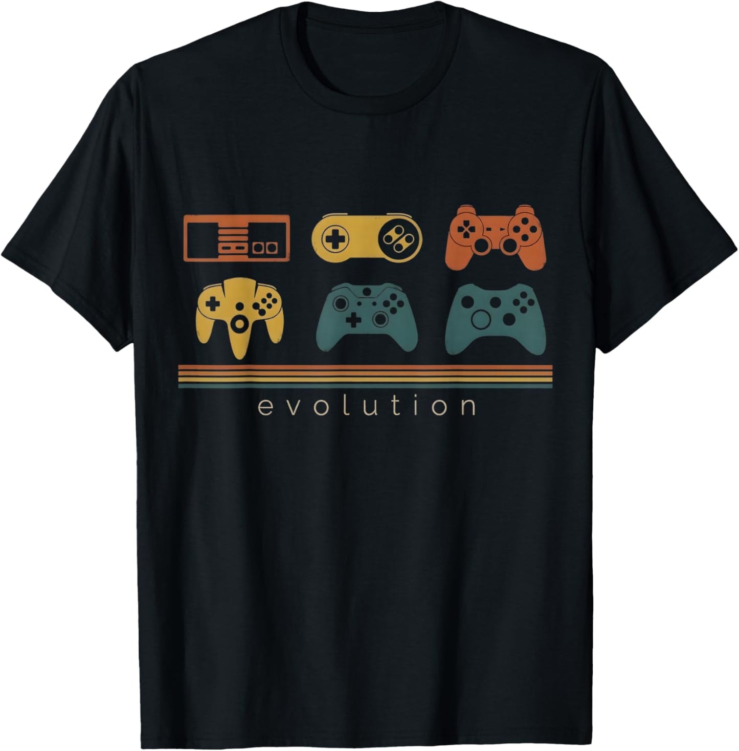 Gaming Evolution for Retro Gamers Vintage Controller History T-Shirt - T-Shirt | Black