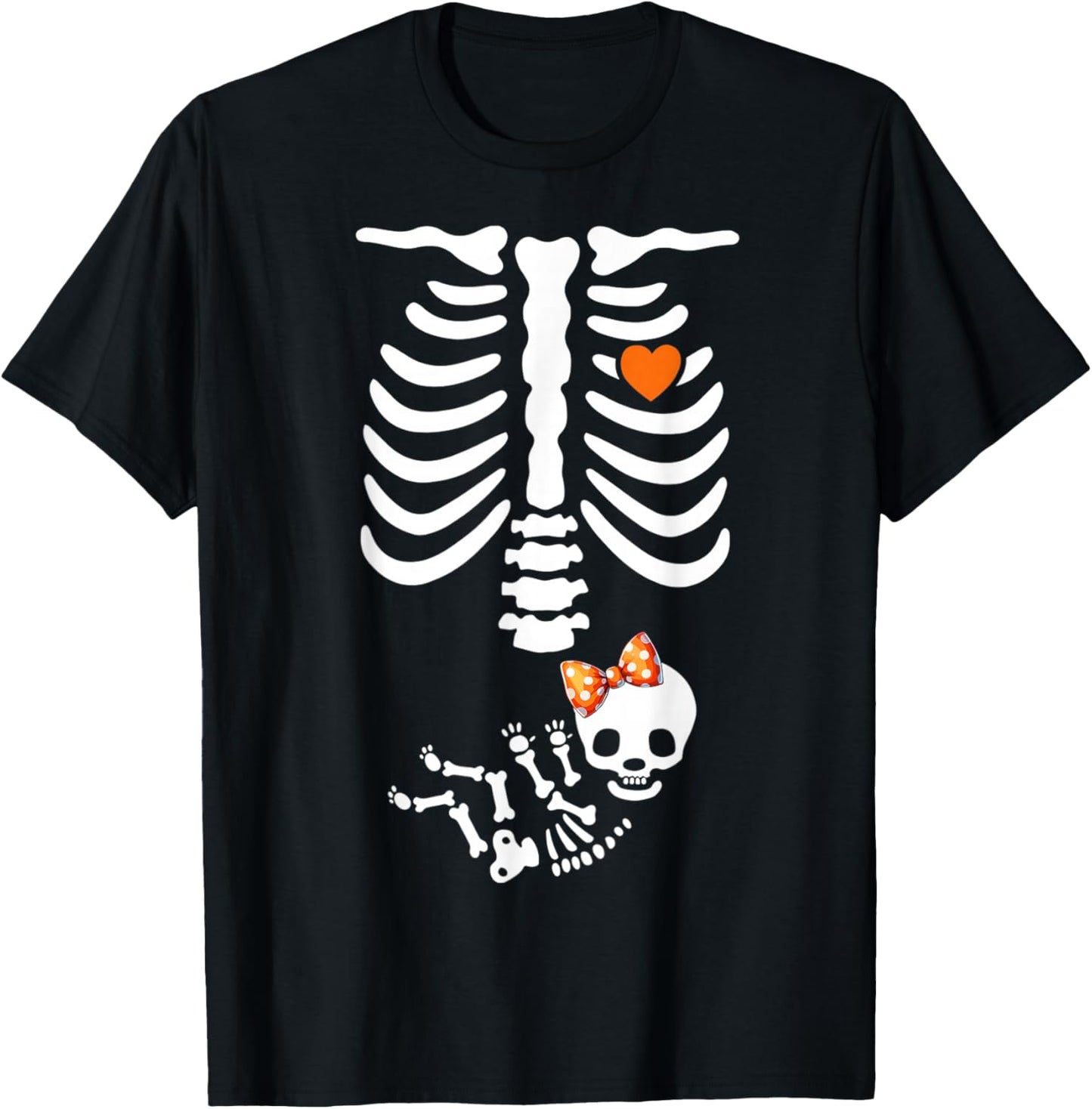 Baby Shower Skeleton Halloween Pregnancy Annoucement Girls T-Shirt - T-Shirt | Black