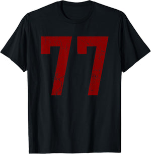 Distressed Maroon Number 77 Jersey Player Uniform #77 T-Shirt - T-Shirt | Black