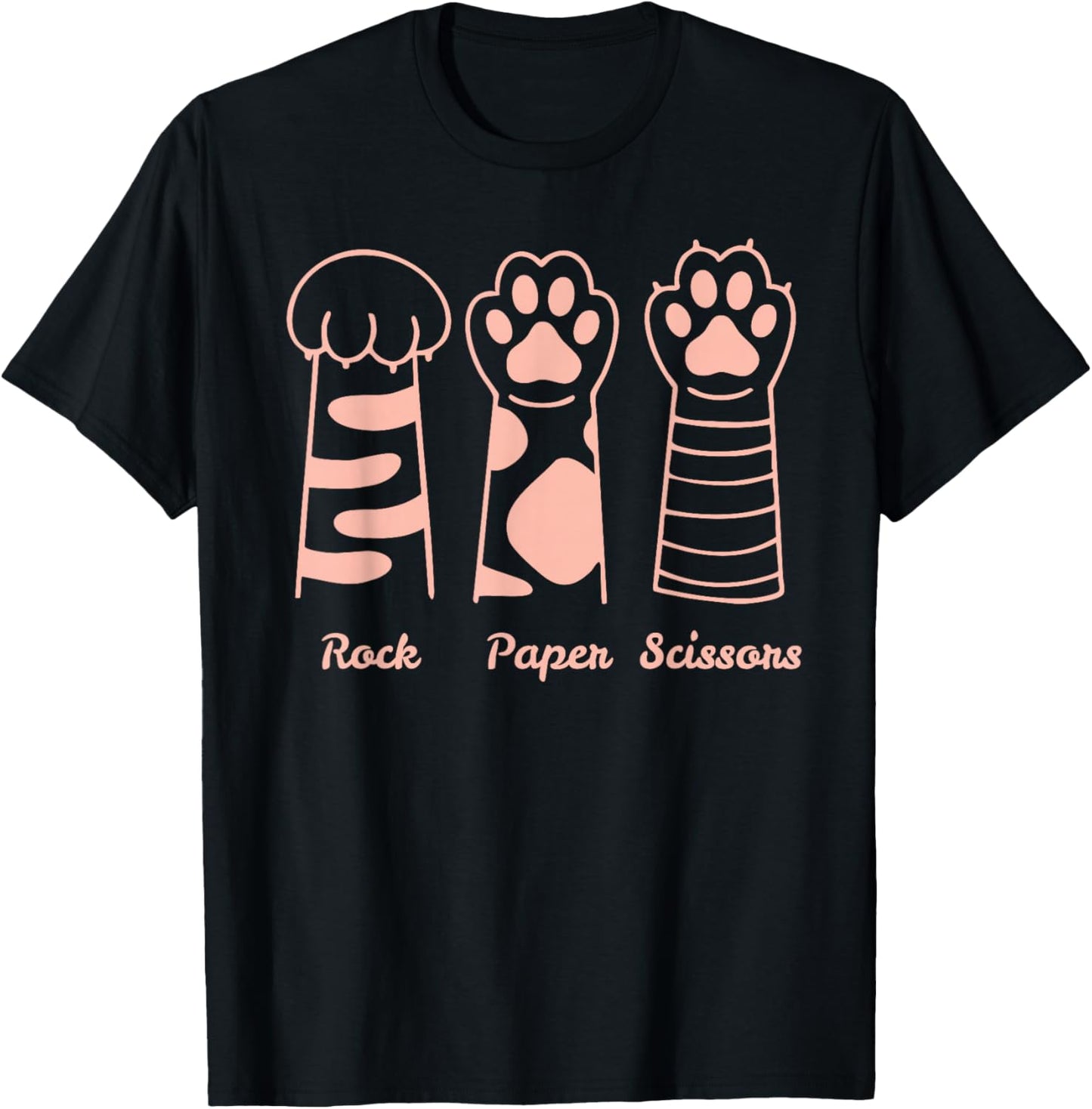 Funny Cat Paw Rock Paper Scissors T-Shirt - T-Shirt | Black