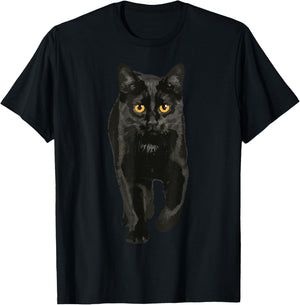Black Cat Walking Kitten Kitty Halloween Scary Men Women Kid T-Shirt - T-Shirt | Black