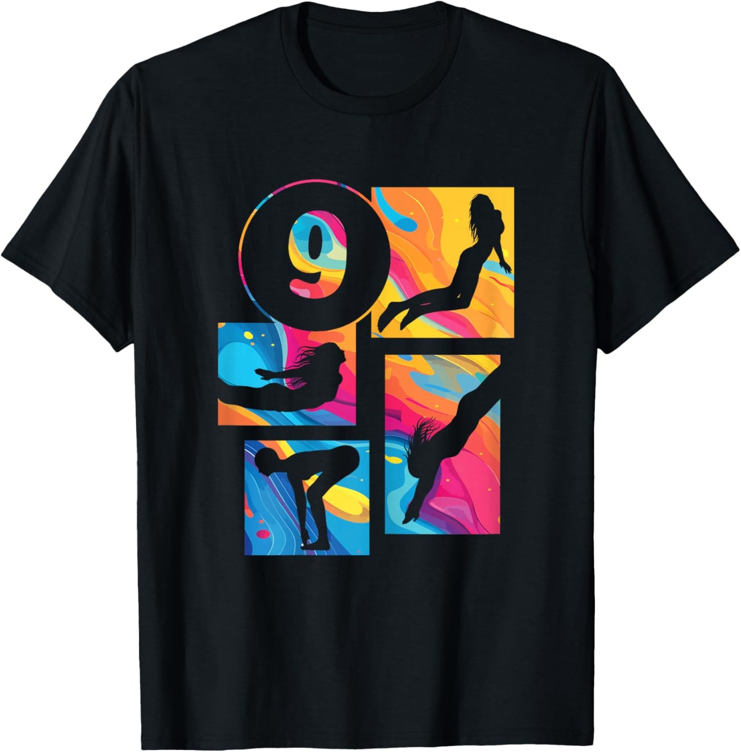 9th Birthday Swimmer Swimming 9 Year Old Girl T-Shirt - T-Shirt | Black