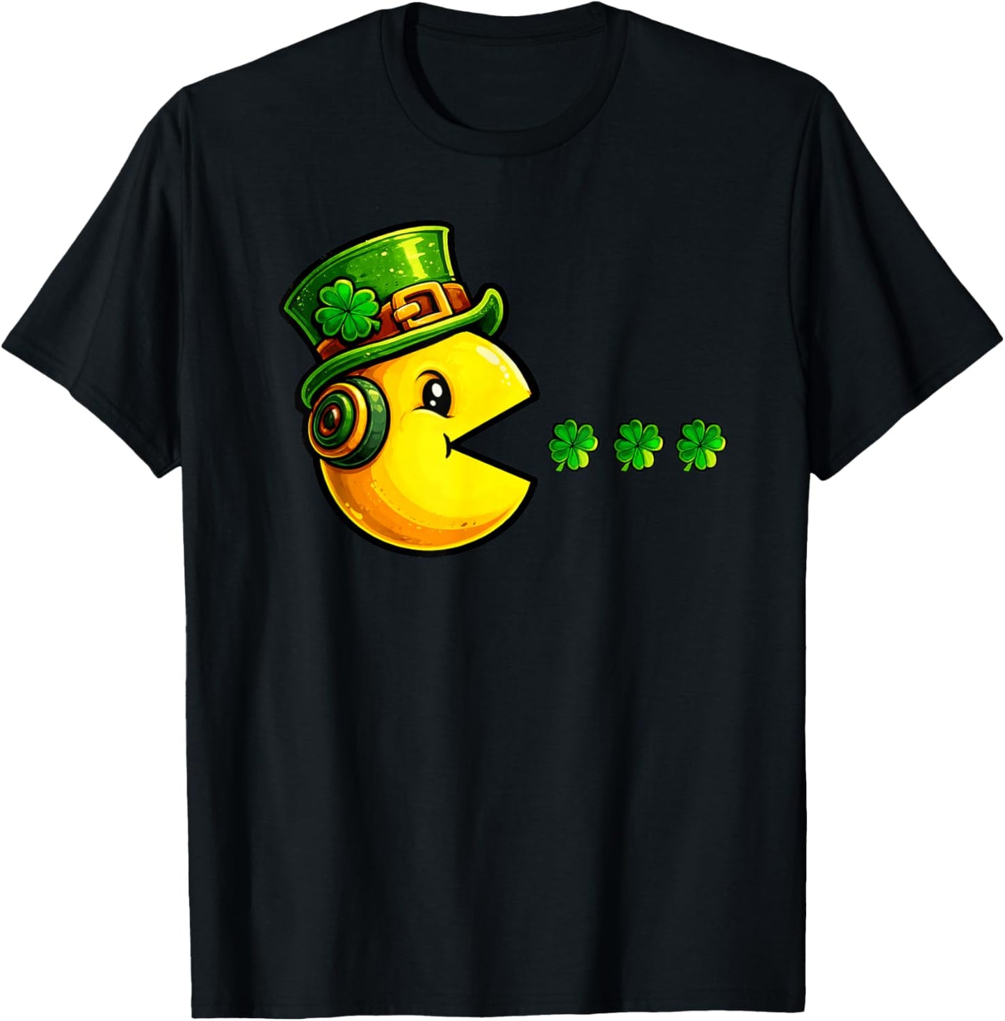 Leprechaun Eating Shamrock St Patricks Day Gamer Boys Kids T-Shirt - T-Shirt | Black